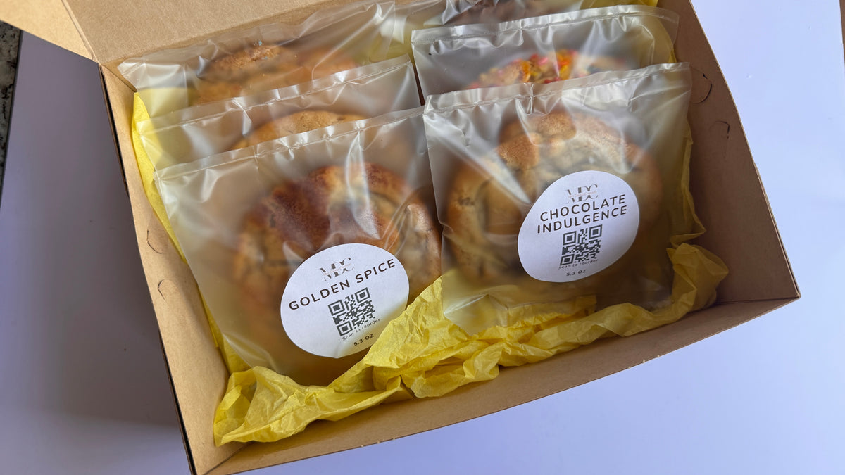 Open Build Your Box cookie assortment featuring individually wrapped gourmet cookies from Mrs Davids Creations.